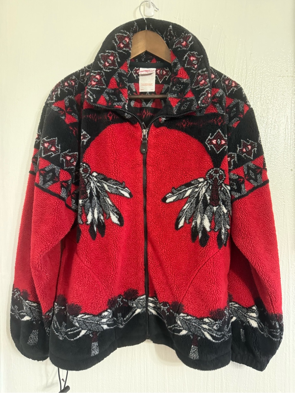 Vintage Milton Funwear Dreamcatcher Fleece Jacket Medium Made In Canada Red